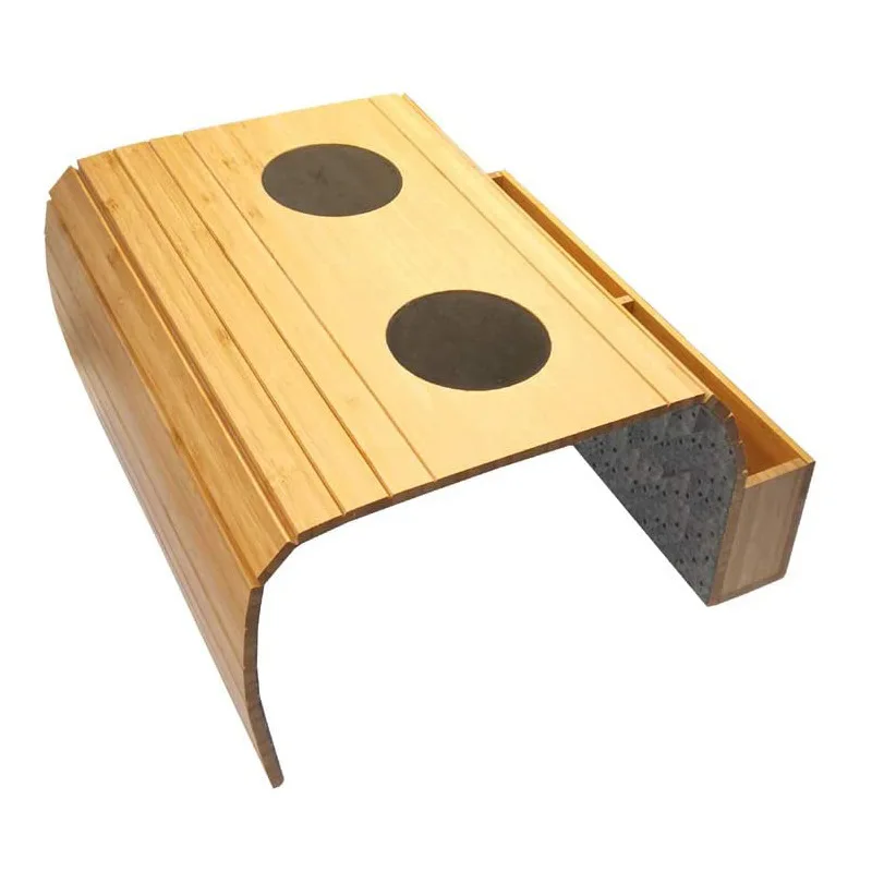 New Arrival couch coaster sofa couch arm storage tray table wood bamboo sofa arm tray for Daily use