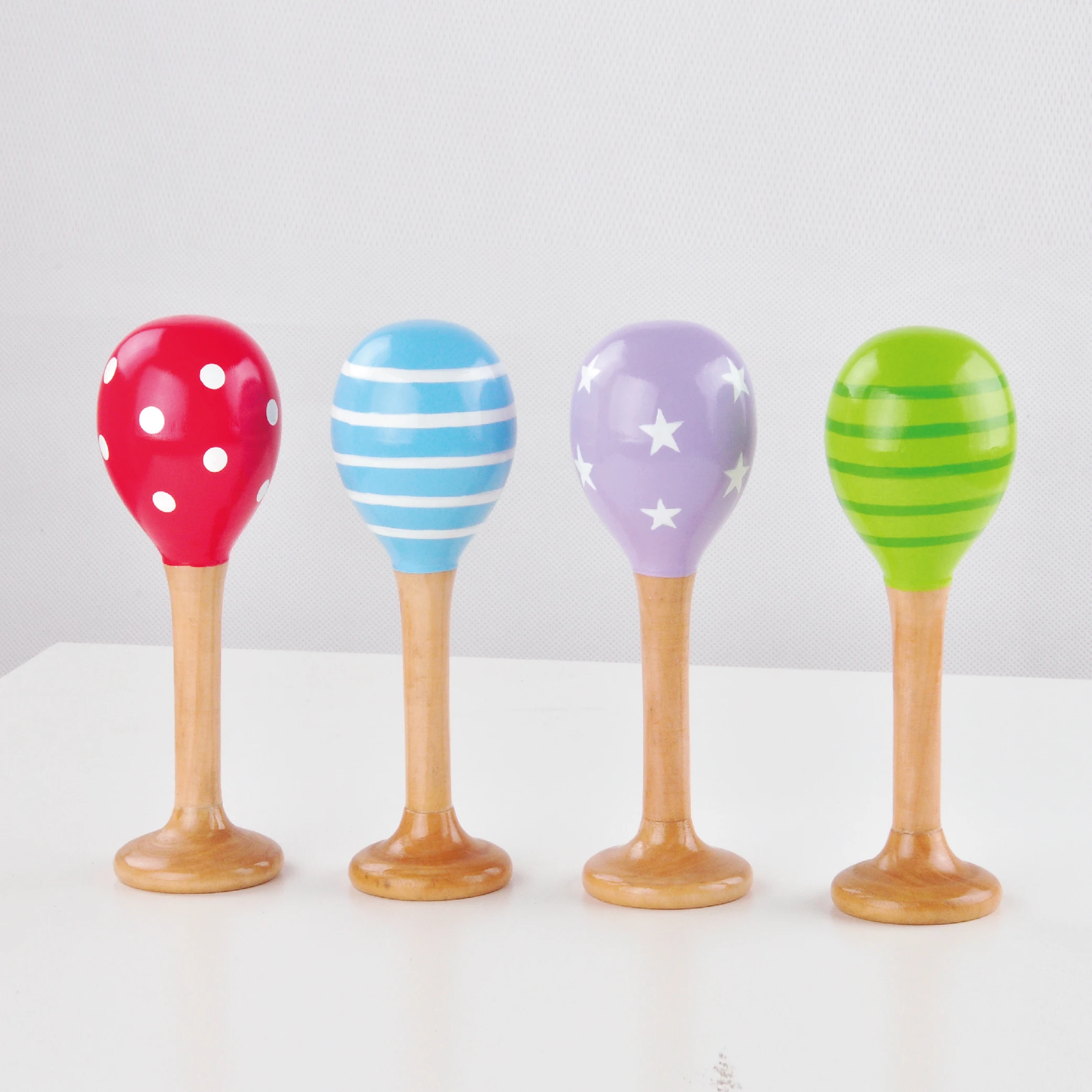 Children colorful musical instruments mini music maraca toy wooden maracas for kids