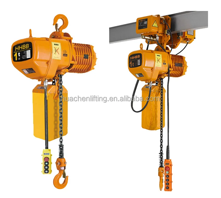 Manufacturer produce 1 2 3 5 10 ton single phase remote control monorail  electric lifting  chain hoist with electric trolley
