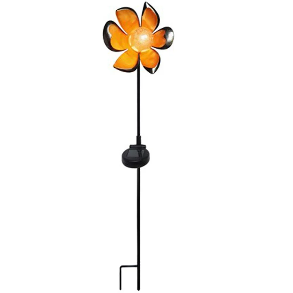 Crackle Glass Globe Metal Stake Lights Garden Lights Solar Powered Flower Shape for Lawn