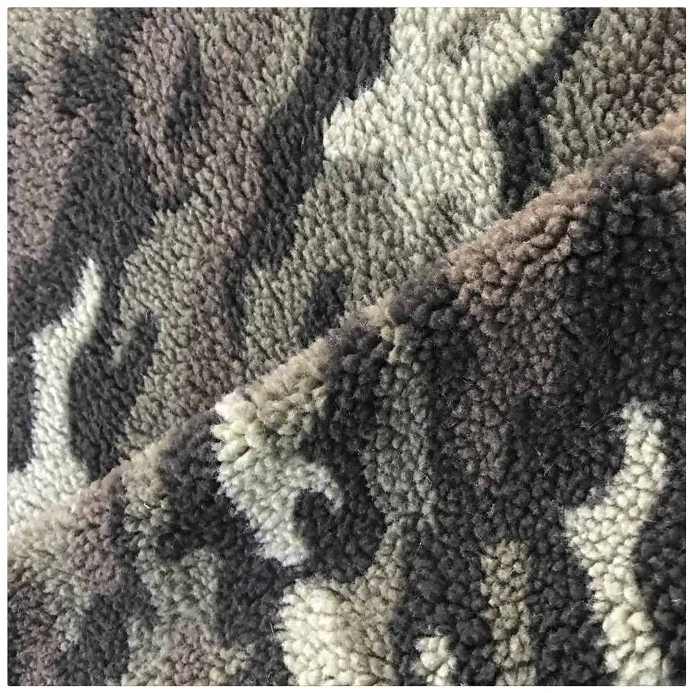 Recycled camouflage Jacquard Colorful Printed Sherpa Lambs Fleece Faux Fur Fabrics