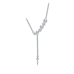 Fashionable 925 silver jewelry 16 inch pearl charm necklace for gift for women pearl accessories semi-mount setting
