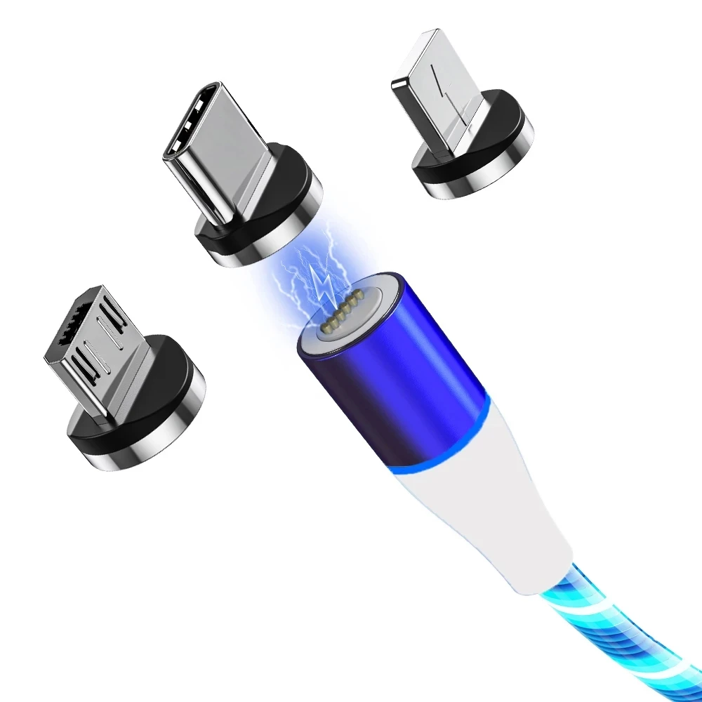 Кабель зарядного устройства для телефона MONFONK Micro USB кабель подсветки магнитное зарядное устройство передачи данных 3 в 1 Type