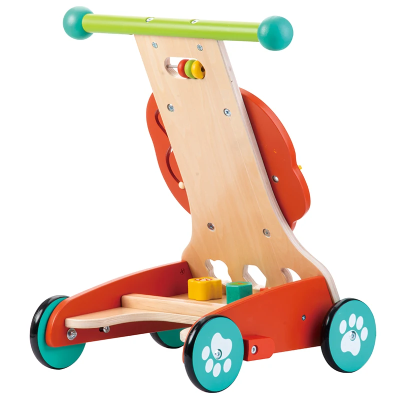Wooden Baby Walker Educational Children Toys Baby Activity Lion Push Toy Cart Walker