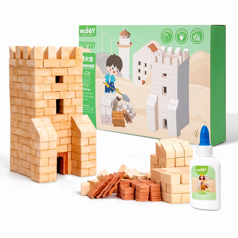 interesting diy mini house architecture educational kit-beacon tower plaster brick building block construction toy set for kid