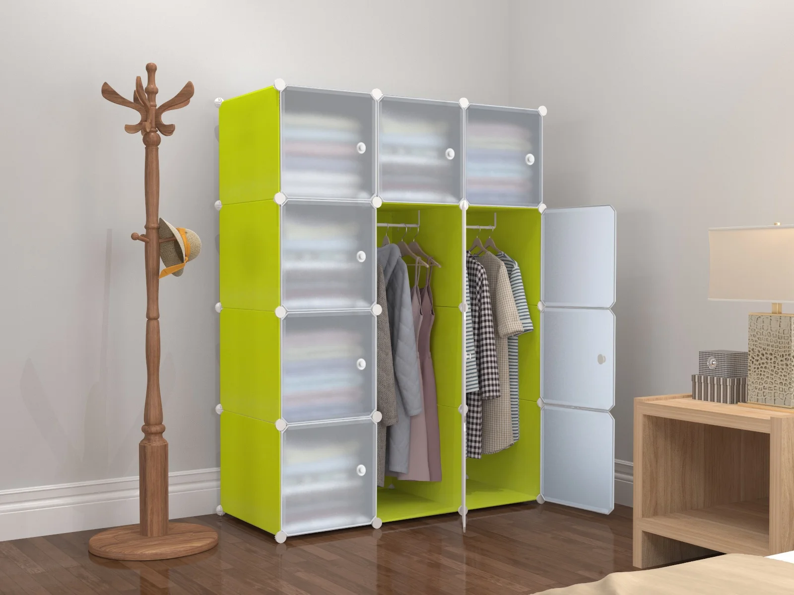 12 cube simple style foldable plastic portable clothes wardrobe cabinet