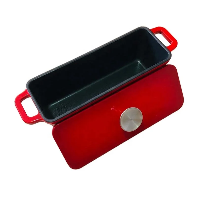 Non-stick Enamel Baking Loaf Bread Pan Cast Iron Rectangle Bread Bakers Pot With Cover