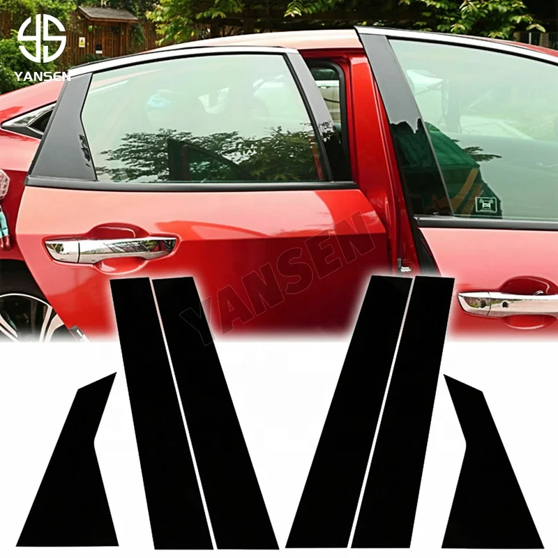 Car accessories Glossy Black Door Window Pillar Posts Cover Trim for Honda Civic 10th bodykit