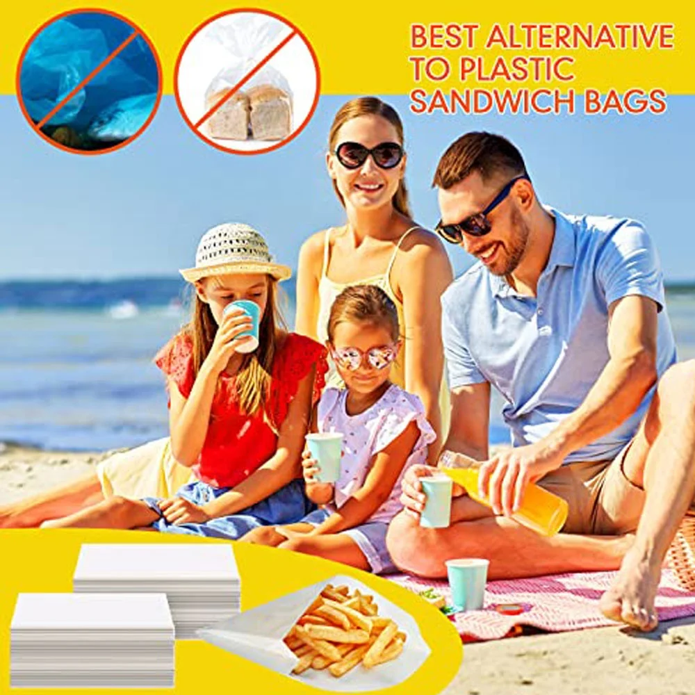 Cheap Disposable White Grease Proof Paper Bag Takeaway Wax Fast Food Grade Packaging French Fries Bags 5 Kg For Sandwich Snack