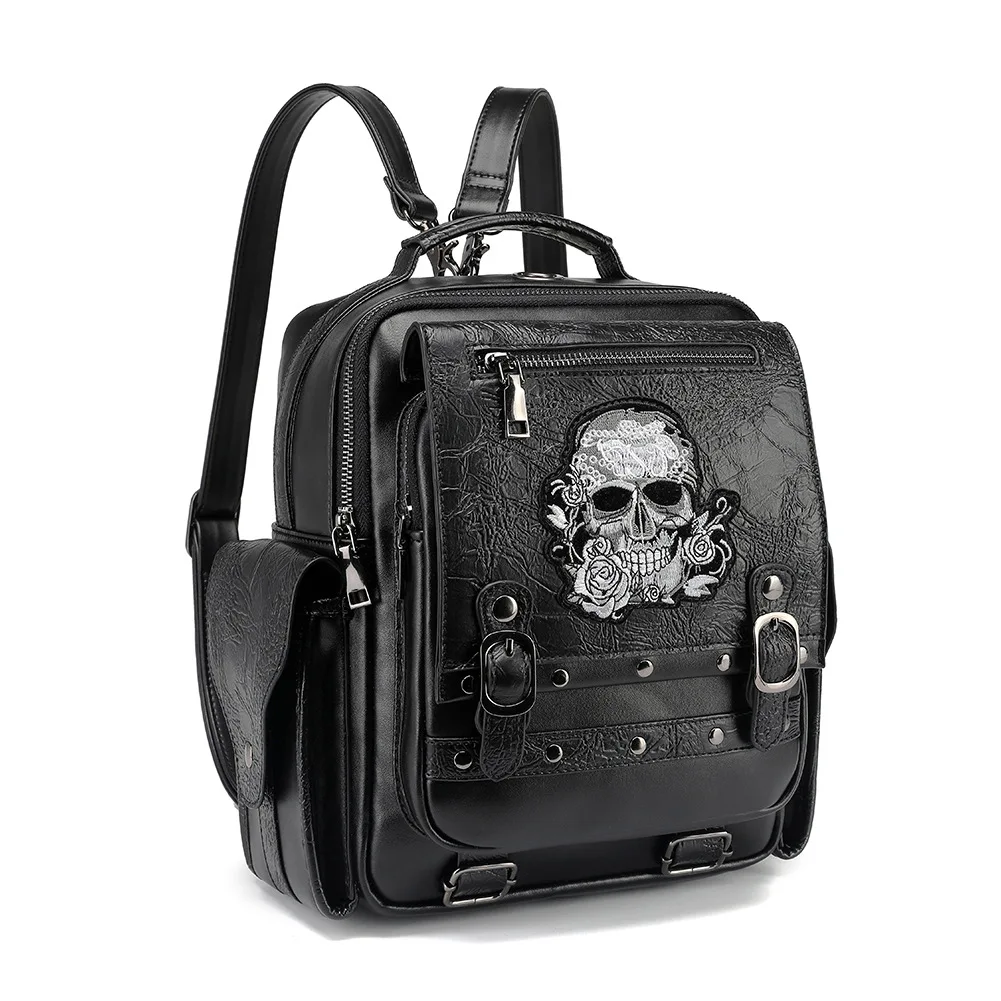 Custom Treding 3D Skull Personalized Pu Leather Backpack School Bag Halloween Outdoor Bag Laptop Schoolbag For Teenagers