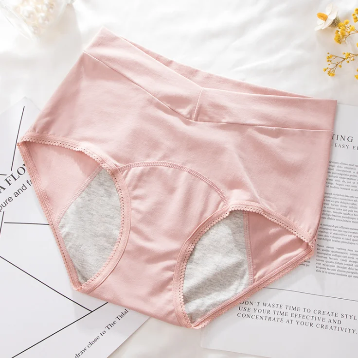 
Pure Color Ladies Cotton High Waist Comfortable Breathable Physiological Briefs panties 