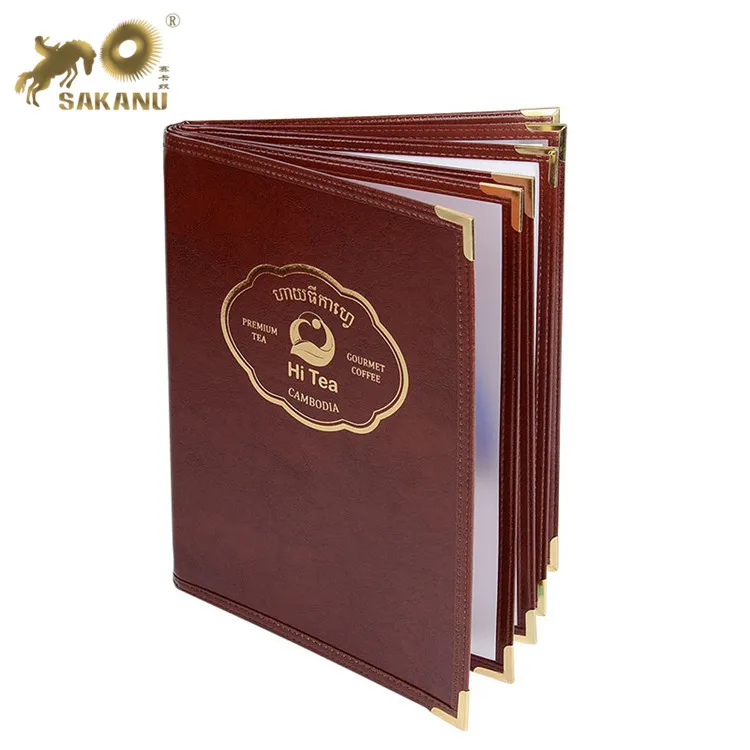 Customized Holder PVC Menu Cover Leather Menu Cover 6 Page