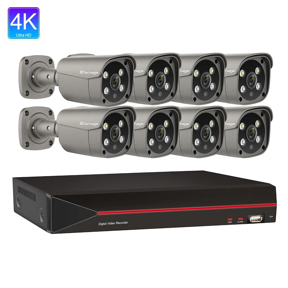 Cheap 8mp Security 8 Channel cctv Camera System Outdoor IP poe nve Camera Kit Face Detection Two-way Audio