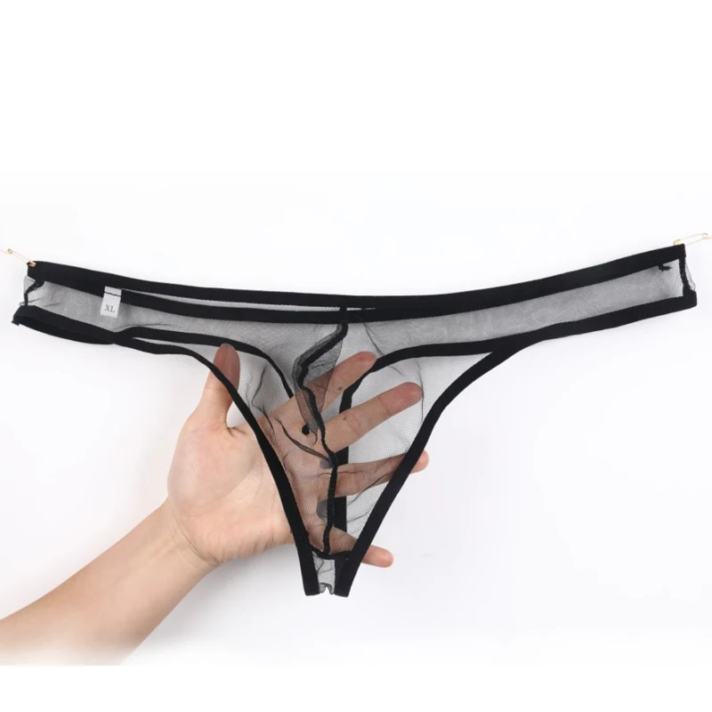 
NK160 Sexy Underwear Thong Transparent Yarn Underpants Gay Briefs Thongs Penis Pouch Jockstrap Men Panties Cueca 