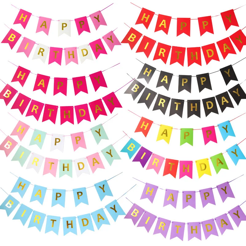 Custom Wholesale 16*20cm paper happy birthday banner Party Decoration Supplies