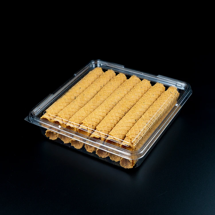 Clamshell clear transparent bread container PET disposable plastic fresh keeping snacks packaging box