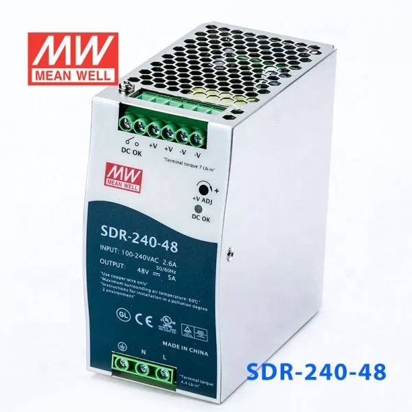 SDR-240 series 240W 24V/48V AC-DC PSU DIN RAIL SMPS PFC High efficiency ORIGINAL MEAN WELL SWITCHING POWER SUPPLY