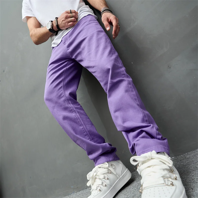 BB-J808-55 Fashion purple wax denim mens ripped hemp jeans men