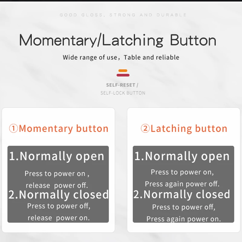 hbs1-bgq 3no3nc momentary latching 19mm round metal power symbol illuminated push button switch