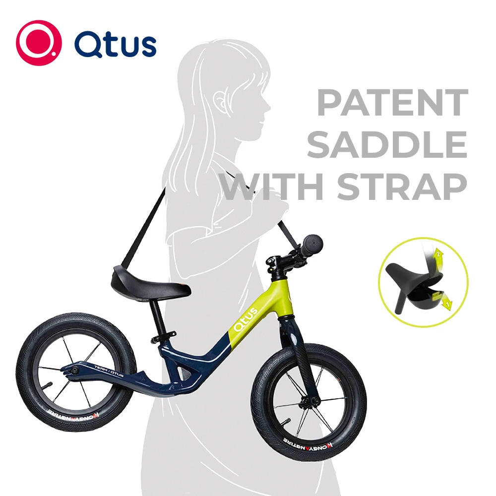 Qtus QR1 Balance Bicycle - Easy to carry - Lightweight Frame with T700 Carbon Fiber - Strap Hide in Saddle - Steering Easily