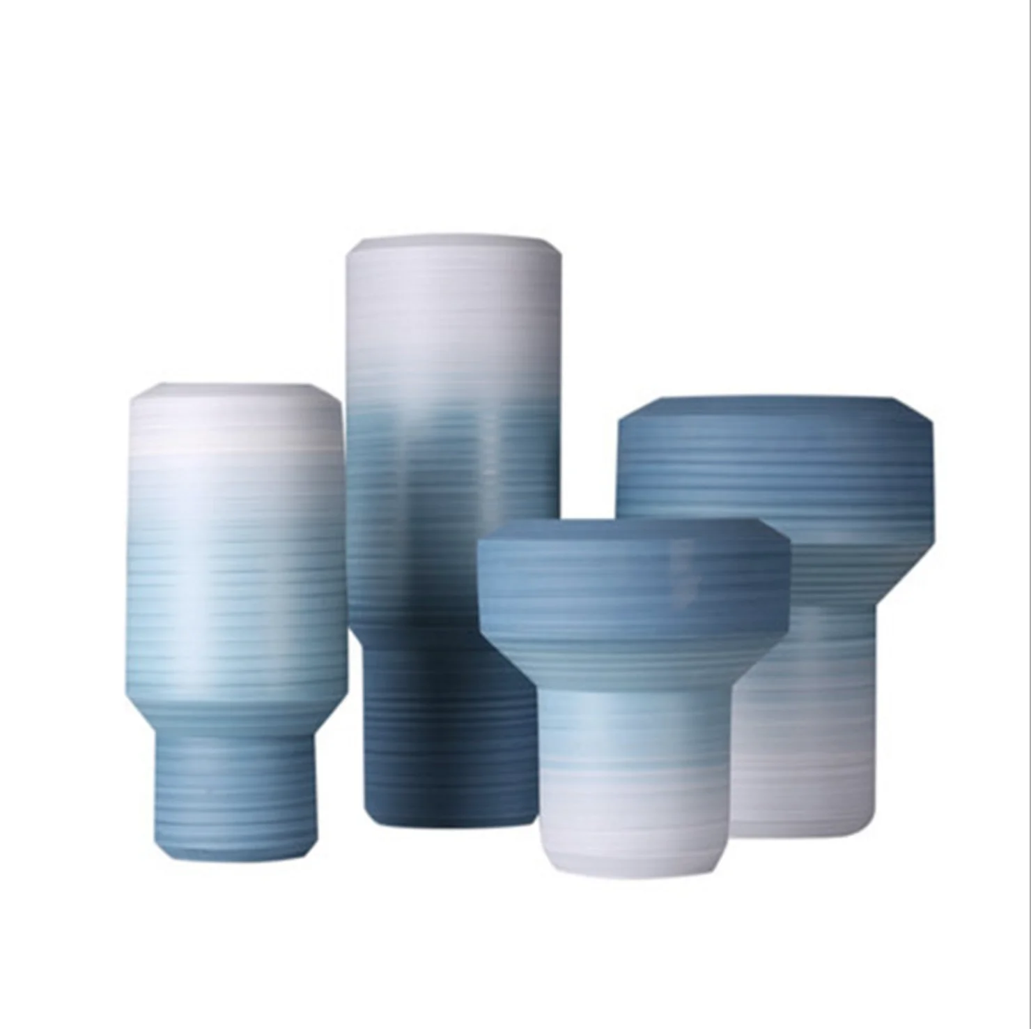 Wholesale luxury indoor decorative vase handmade stripe Transparent modern ceramic vase