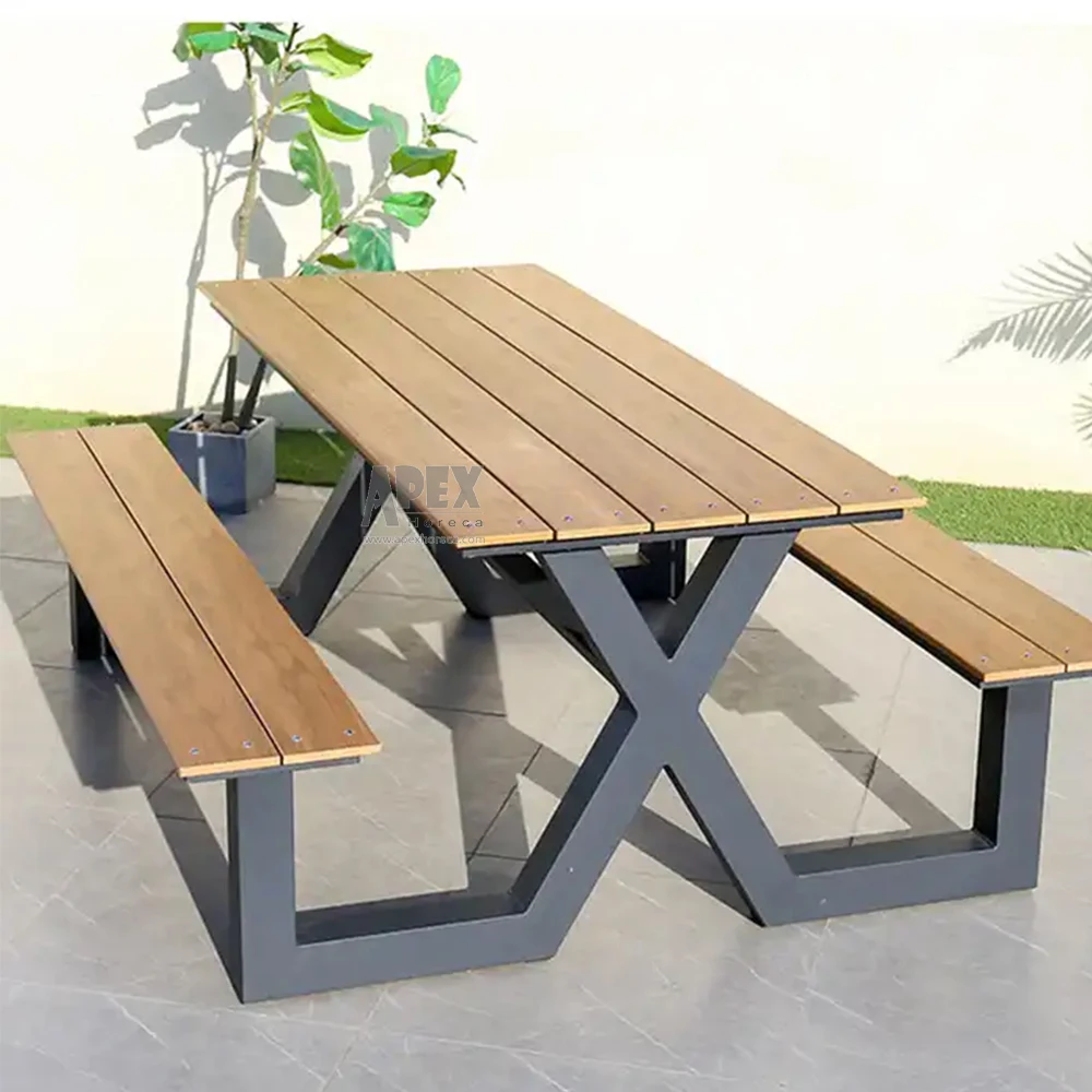 Folding Wooden High Top BBQ Picnic Table and Bench for Patio Garden Leisure Beer Table Picnic Set
