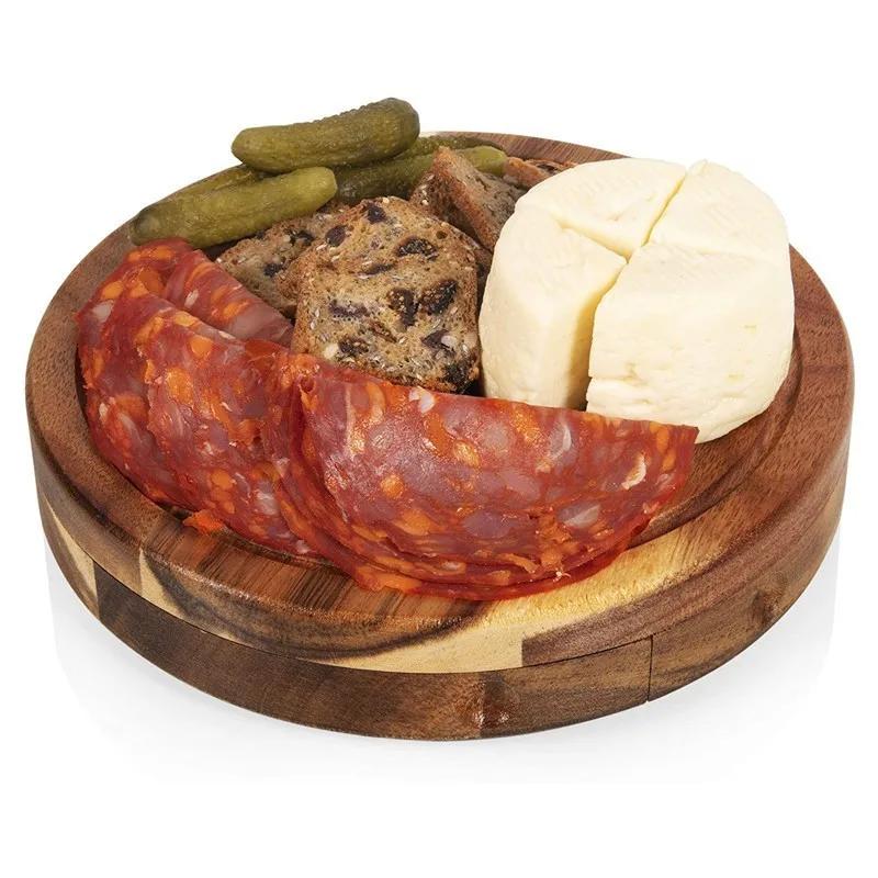High Quality Wooden Cheese Board Pizza tray Round Western Steak Tray Rotating Cheese  Board