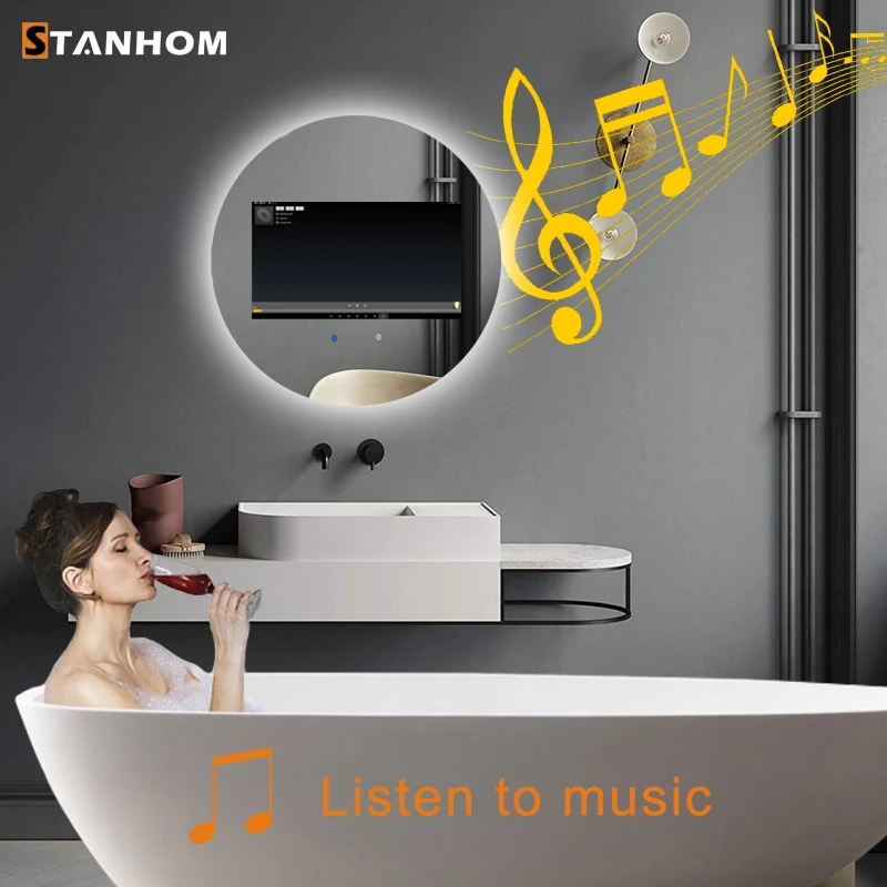 STANHOM Wall Round Android Smart WiFi Bathroom LED Backlit Mirror