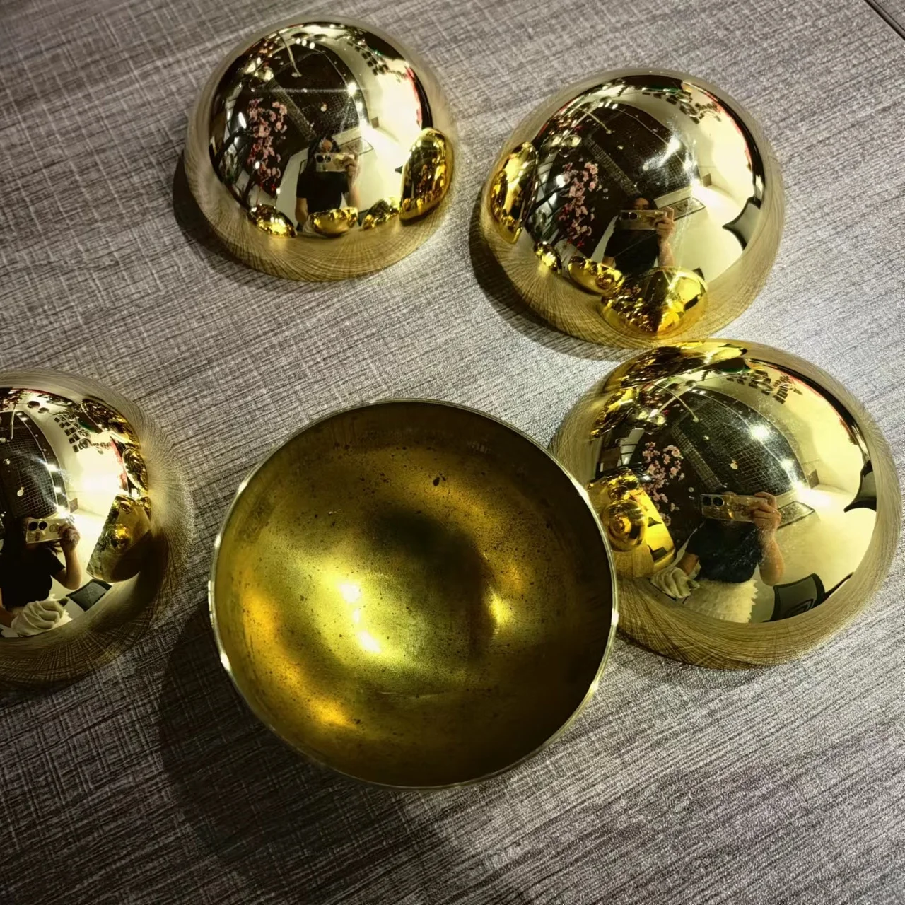 Dia25CM Shiny Brass Hemisphere Half Ball Copper Half Sphere