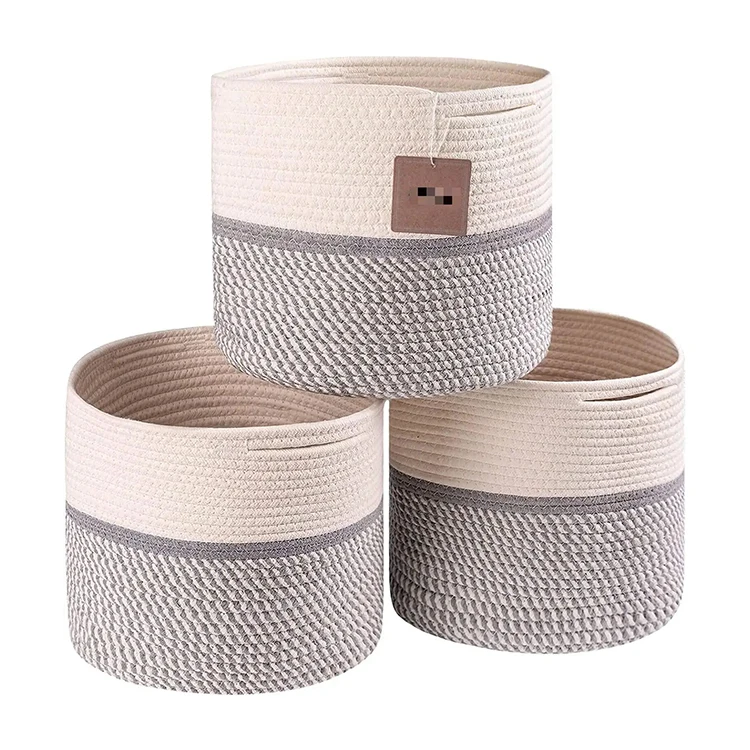 Wholesale Foldable Cotton Rope Kids Storage Laundry Container Baby Toy Large Woven Basket For Home Use