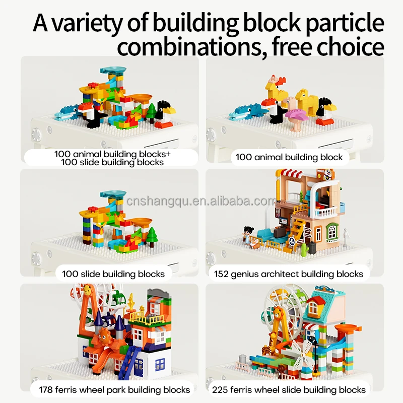 multi-functional educational activity kids plastic drawing folding building block table and chair set