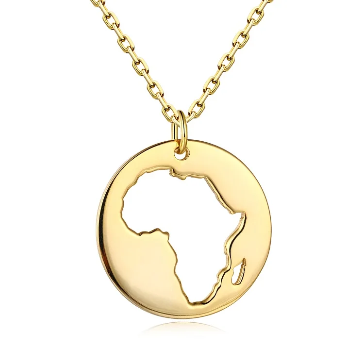 Gold Plated Africa Map Necklace 925 Sterling Silver Customized Country Map Necklace