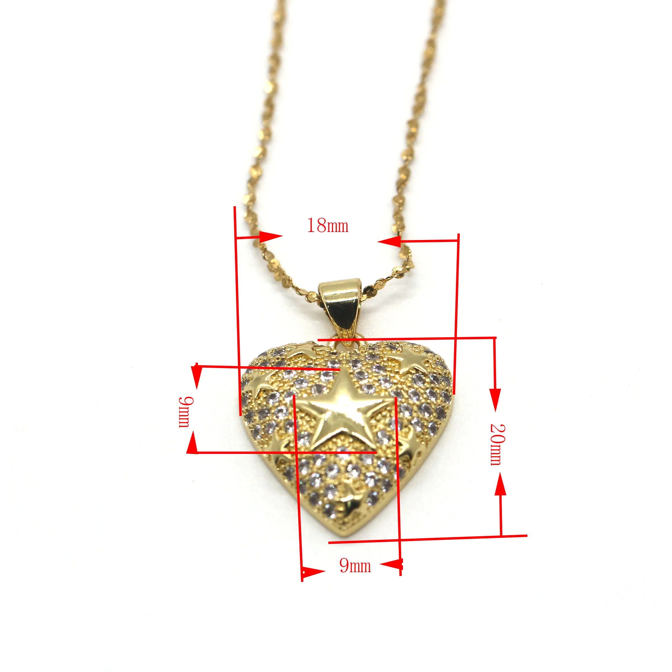 18K Gold Plating Copper zircon Anti-corrosion and anti-fading Pendant Charm Necklace Bling CZ Crystal  Necklace For Women