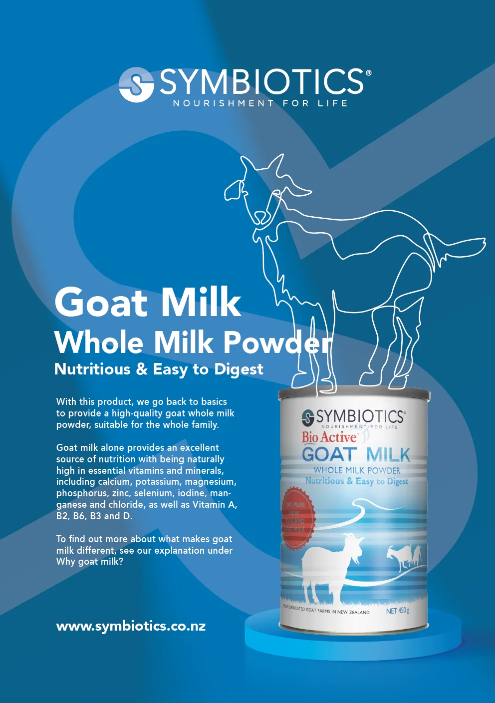 High Quality Suppliers Cheap Bio Active 450g Can 100% Tasty New Zealand Pure Full Cream Goat Powdered Milk