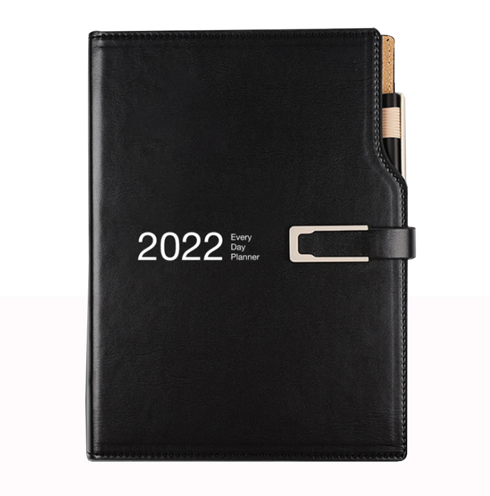 School Supplier Sells 2022 Latest Hardcover Pu Leather Calendar Notepad With Magnetic Buckle And Customizable Logo