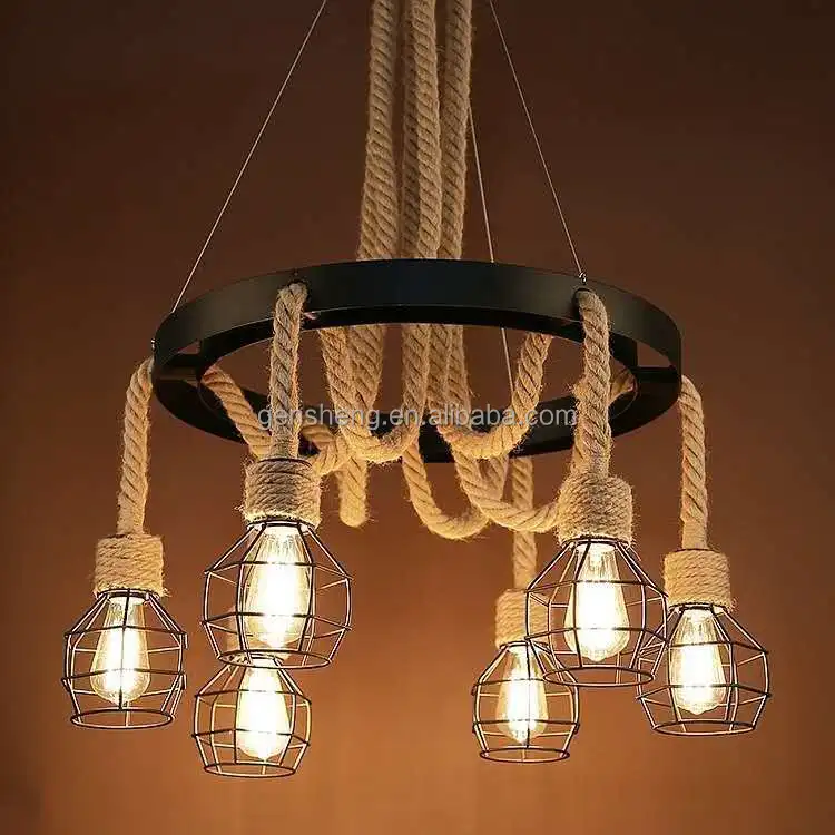Nordic Glass Rope Pendant Light Modern Glass Ball Chandelier With Rope Decoration For Living Room Living Room