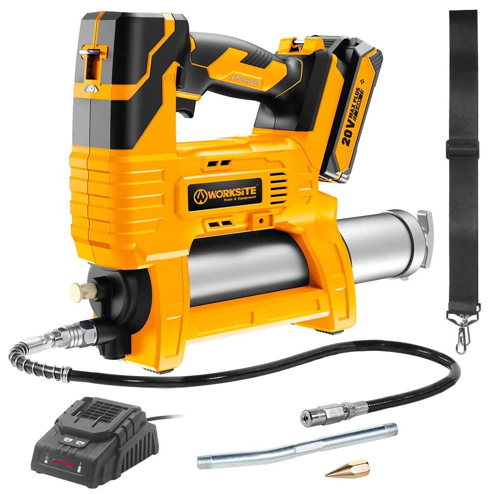 WORKSITE 20V 10000psi High Pressure 4.0ahElectric Grease Gun Rechargeable Cordless Lubricating Oil Filling Machine For Excavator