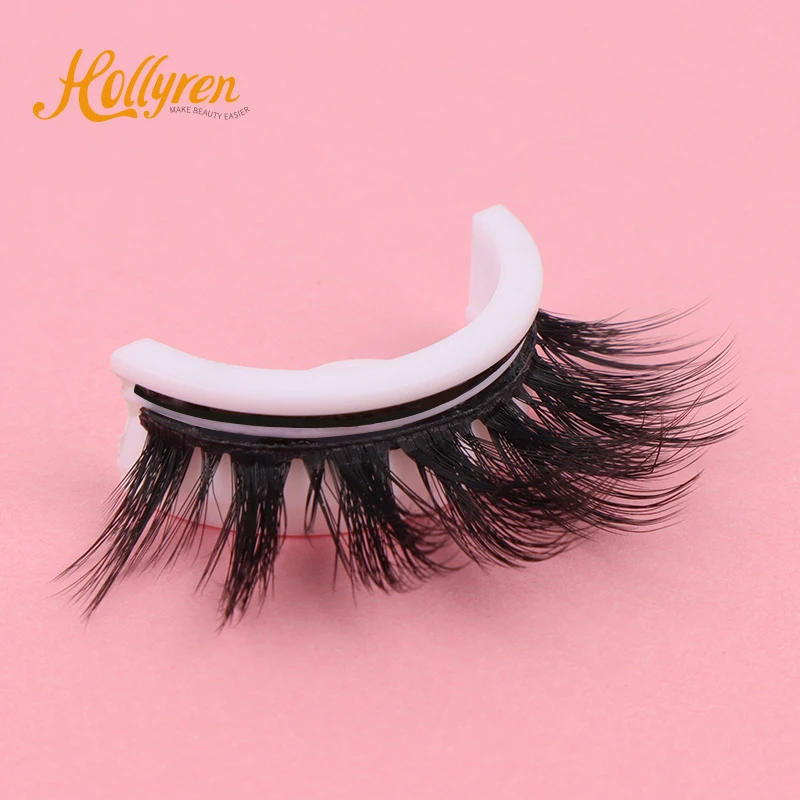 Hollyren No Glue Reusable Adhesive Eyelashes Waterproof Preglued Eyelashes Convenient Reusable 3d Self Adhesive Eyelashes Makeup