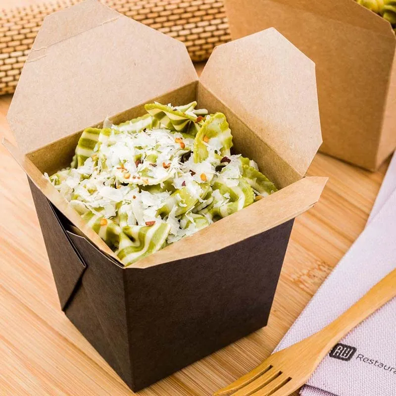 8 Ounce Take Out Boxes, Tab-Lock, Gray Paper Take Home Boxes, Recyclable, For Restaurants