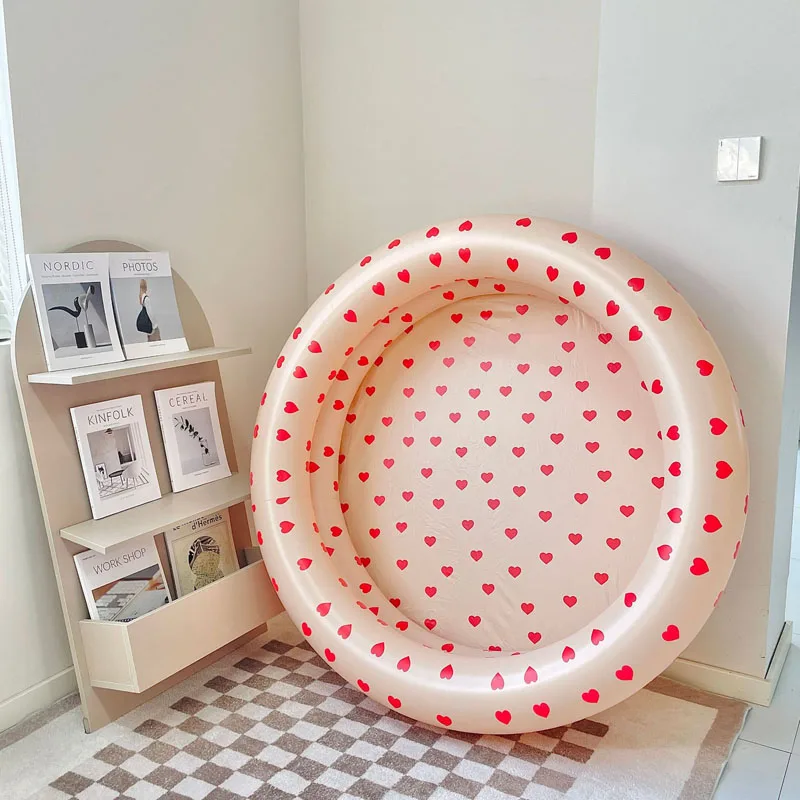 new design 2 rings red hearts swimming pool inflatable red hearts design pool