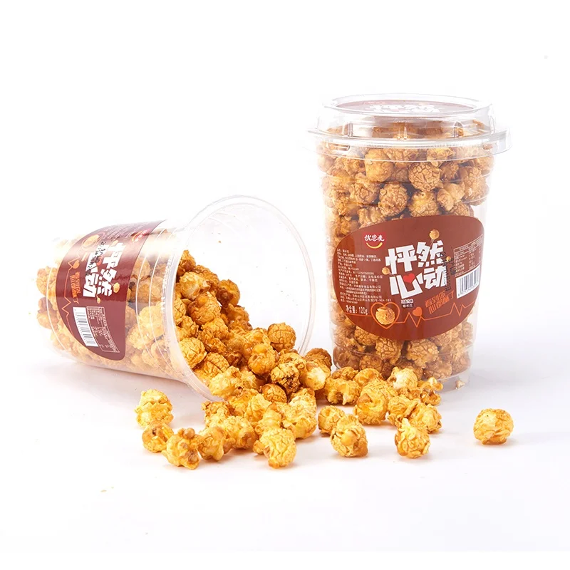 Chinese 120g Barrel Chocolate Cream Caramel Flavor Popcorn Puffed Food Leisure Snacks for Movie