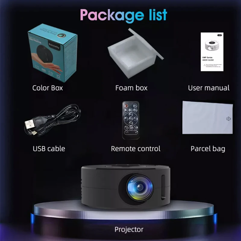 YT200 phone connect directly projector 100 inch wired mirroring mobile phone presentation equipments 4k mini projector YT200