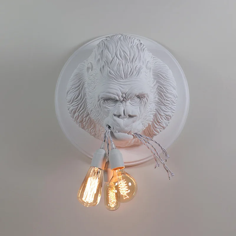 Industrial style retro Nordic style art personality creative living room corridor aisle resin orangutan monkey wall lamp