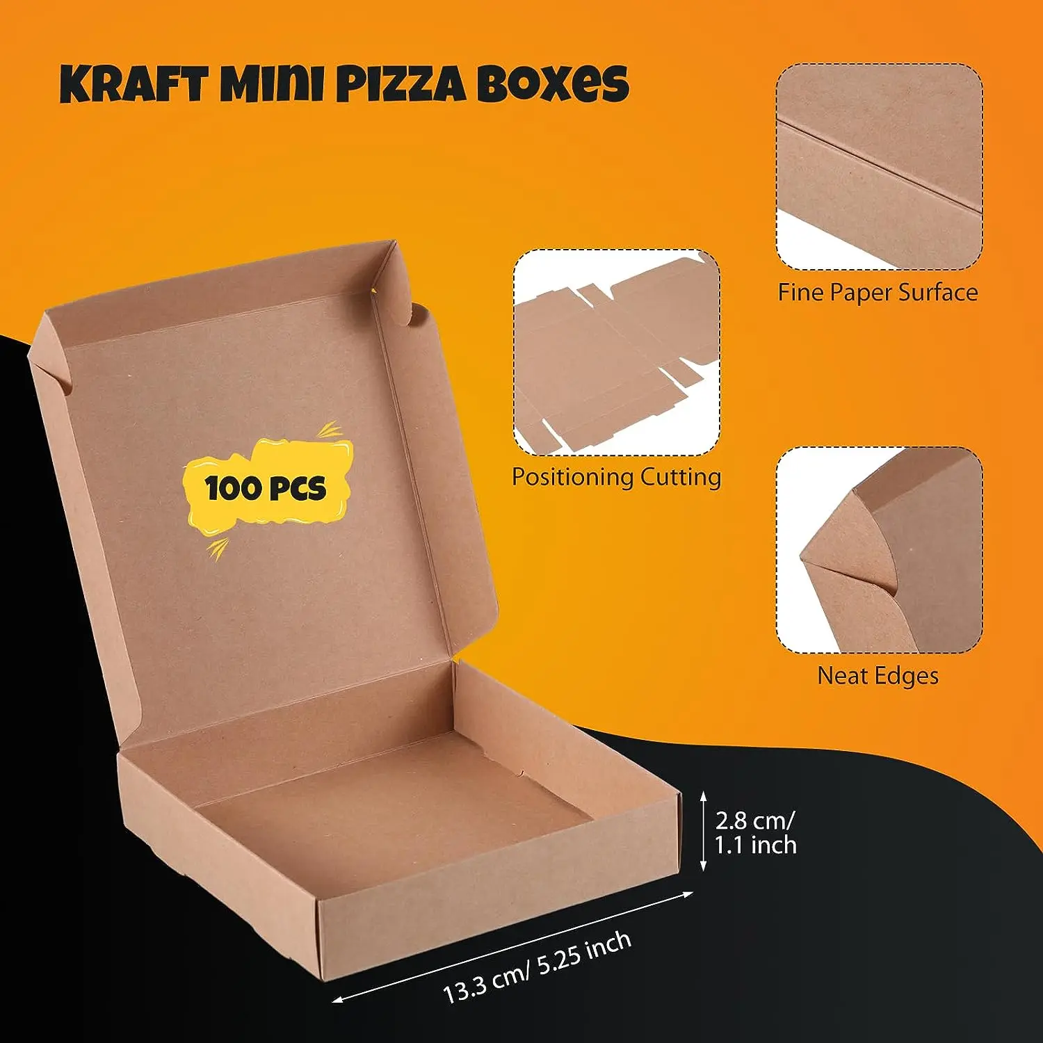 New products Wholesale Free Design Custom  size and logo folding Kraft paper take-out box Fried Pizza Box Snack cake carton