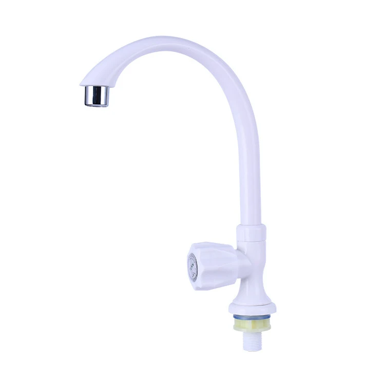 Factory Supplier Lastics Basin Classic Water Tap White Plastic Ball Handle Waterfall Faucet for Kitchen Sink