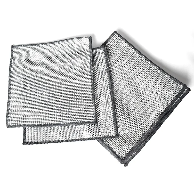 Custom Logo Multipurpose Wire Dishwashing Rag Non-scratch Wire Scrubbers Dishcloth Kitchen Towel Cleaning Cloths Woven Square