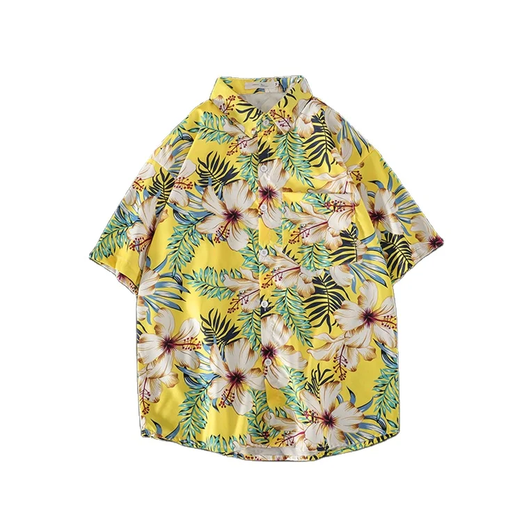 Wholesale Oversized Polyester Shirts Beach Shirt Men Comfortable Hawaiian Shirt