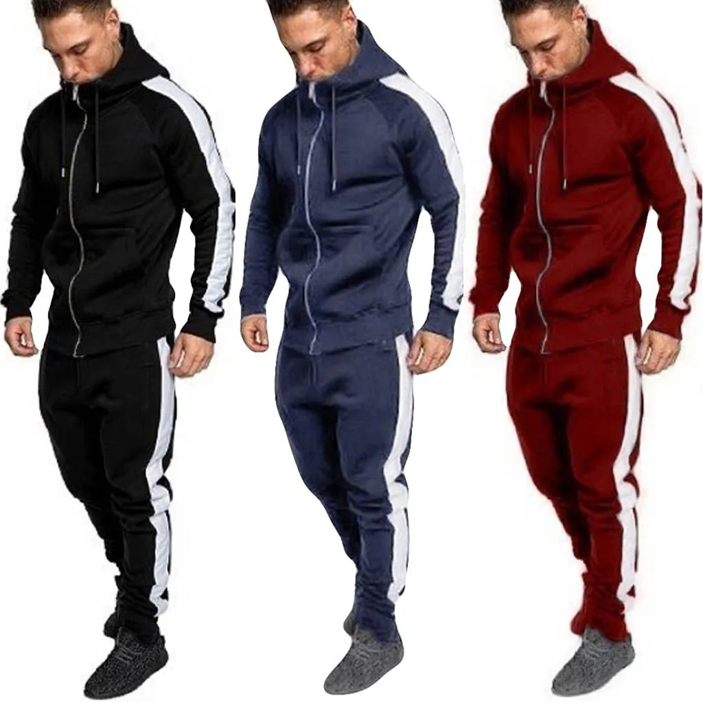 
High Quality Custom Solid Jogger Suit Zipper Fashion Tracksuit Pants Jogger Sweatshirt For Man 