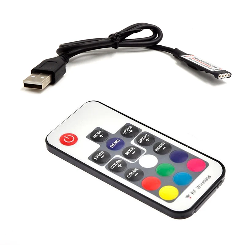 DC5V USB RGB Светодиодная лента беспроводная с 17-клавишами RF пульт дистанционного управления гибкое освещение для ТВ подсветки домашнего и праздничного декора