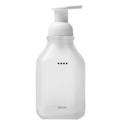 16oz Square Frosted Glass Foaming Soap Bottle With Silver Pump